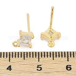 Brass Micro Pave Clear Cubic Zirconia Stud Earring Findings&nbsp;LS-KK-Z099-02G-03