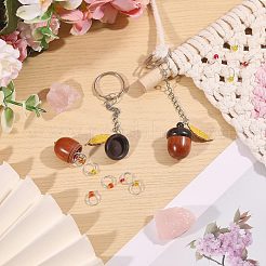 2Pcs Wooden Acorn Box with Alloy Enamel Leaf Pendant Counter Chains&nbsp;KEYC-CO00001