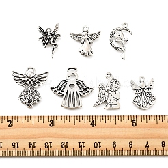 80Pcs Tibetan Style Alloy Moon with Fairy Pendants&nbsp;TIBEP-FA0001-RS