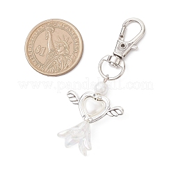 Acrylic Imitation Pearl Flower Heart Angel with Alloy Wings Pendant Decorations&nbsp;HJEW-JM03987