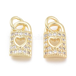 Brass Micro Pave Clear Cubic Zirconia Charms&nbsp;ZIRC-Q024-01G
