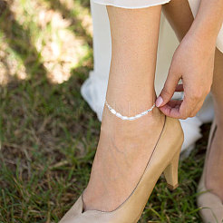 2Pcs Plastic Imitation Pearl Rice Beaded Anklets&nbsp;AJEW-CA0004-76S