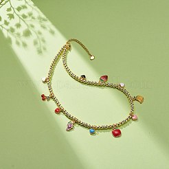 Heart & Cherry & Grape & Apple Enamel Fruit Charms Necklace&nbsp;NJEW-JN03964