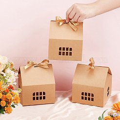 House Shaped Kraft Paper Folding Gift Box with Hollow Window and Ribbon&nbsp;AJEW-WH0166-88A