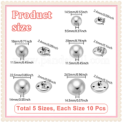 50Pcs 5 Styles 1-Hole Zinc Alloy Shank Buttons&nbsp;BUTT-NB0002-11P