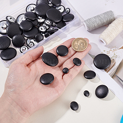 50Pcs 5 Styles 1-Hole Pu Leather Aluminum Buttons&nbsp;BUTT-GA0001-35
