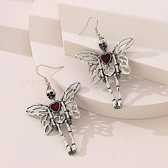 Skeleton with Wing Alloy Rhinestone Dangle Earrings&nbsp;FS-WG4C360-01