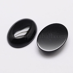 Oval Natural Dyed & Heated Black Agate Cabochons&nbsp;G-K020-20x15mm-01