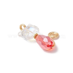 Cat Shape Glass Pendants&nbsp;PALLOY-JF03718-01