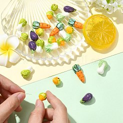 24Pcs 6 Styles Vegetable Theme Handmade Porcelain Beads&nbsp;PORC-CJ0001-25
