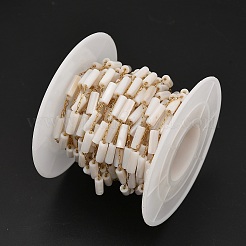 Handmade 304 Stainless Steel Shell Beads Column Link Chains&nbsp;CHS-B011-06G