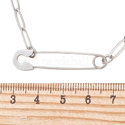 201 Stainless Steel Safety Pin Pendant 304 Stainless Steel Paperclip Chain Necklaces for Women&nbsp;NJEW-JN06283-02