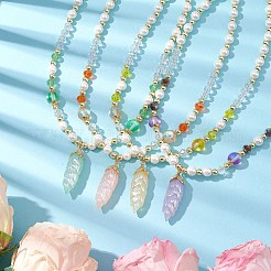 Glass & Shell Pearl &  Synthetic Non-magnetic Hematite Beaded Necklaces&nbsp;NJEW-JN04976