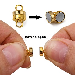 Column Brass Magnetic Clasps with Loops&nbsp;X-KK-M064-G-NR