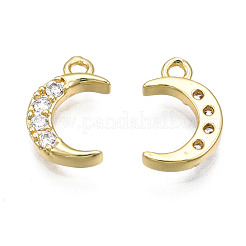 Brass Micro Pave Clear Cubic Zirconia Charms&nbsp;ZIRC-T015-001G-NF