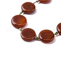 Natural Striped Agate/Banded Agate Coin Beads Strands&nbsp;G-NH0040-01C