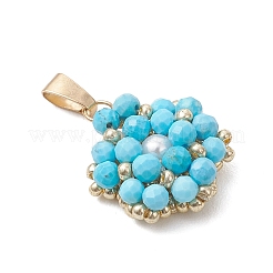 Dyed Natural Magnesite Faceted Round Cluster Flower Pendants&nbsp;PALLOY-MZ01197-05