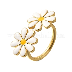 Brass Enamel Cuff Rings for Women&nbsp;RJEW-Q008-14G-02