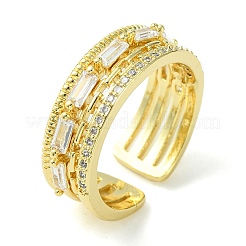 Clear Cubic Zirconia Rectangle Open Cuff Ring&nbsp;RJEW-K243-03G