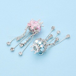 Butterfly & Crown Alloy Rhinestone Tassel Chain Dangle Beads&nbsp;OACR-N141-03