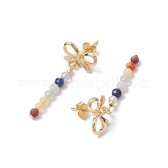 Chakra Bowknot Alloy Dangle Stud Earrings&nbsp;EJEW-JE06378-02