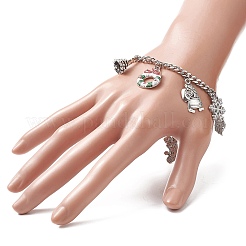 Christmas Tree & Deer & Wreath & Santa Claus Alloy Enamel Charm Bracelet&nbsp;BJEW-TA00252
