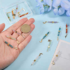 15Pcs 5 Colors Natural Carnelian & Green Aventurine & Rose Quartz & Amethyst & Apatite Faceted Round Beaded Pendants&nbsp;PALLOY-CA00041