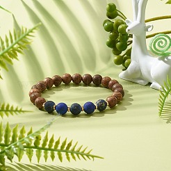 Natural Wenge Wood Stretch Bracelet for Men Women&nbsp;BJEW-JB06759