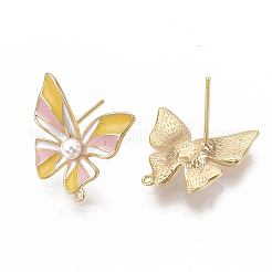 Brass Enamel Stud Earring Findings&nbsp;KK-T051-45G-NF