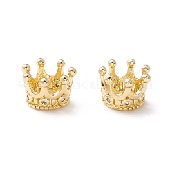 Brass Micro Pave Clear Cubic Zirconia Beads&nbsp;KK-K266-01G