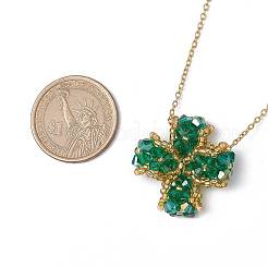 Glass Beaded Clover Pendant Necklaces&nbsp;NJEW-MZ00067-02