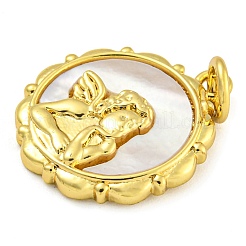 Real 18K Gold Plated Brass Pendants with Shell and Jump Rings&nbsp;KK-D534-04G-01