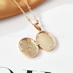 Clear Cubic Zirconia Locket Necklaces&nbsp;LS-NJEW-A036-01C