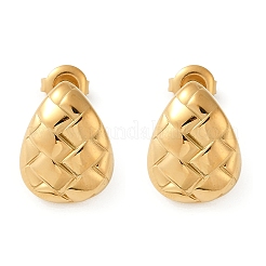 304 Stainless Steel Textured Stud Earrings&nbsp;EJEW-G423-28A-G