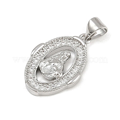 Brass Micro Pave Cubic Zirconia Pendants&nbsp;KK-P323-11E-P02