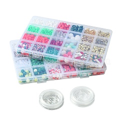 DIY Christmas Themed Acrylic & Glass Seed & Polymer Clay Beads Bracelet Kits&nbsp;DIY-FS0007-95