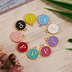 120Pcs 12 Colors Golden Plated Alloy Charms&nbsp;ENAM-SZ0001-64P