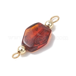 Gradient Color Natural Amber Nuggets Connector Charms&nbsp;PALLOY-JF04988
