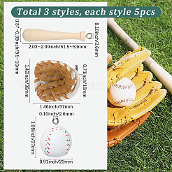 15Pcs 3 Styles PU Imitation Leather & Wood Pendants&nbsp;DIY-SC0032-12