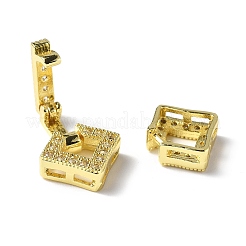 Rack Plating Brass Micro Pave Clear Cubic Zirconia Fold Over Clasps&nbsp;KK-G448-01G