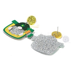 Saint Patrick's Day Sparkling Acrylic Dangle Stud Earrings&nbsp;EJEW-P243-A02