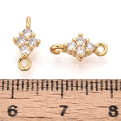 Brass Pave Clear Cubic Zirconia Connector Charms&nbsp;KK-T078-03G-01