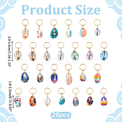26Pcs 26 Styles Printed Natural Cowrie Shell Pendant Decorations&nbsp;HJEW-ME00098