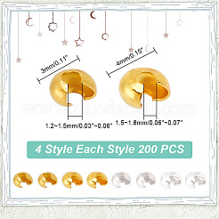 800Pcs 4 Style Brass Crimp Beads Covers&nbsp;KK-AR0003-69