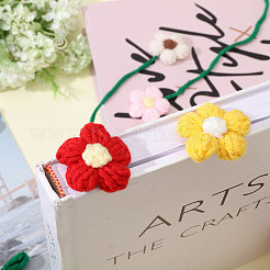 7Pcs 7 Colors Polyester Crochet Flower Bookmarks&nbsp;AJEW-CA0004-54
