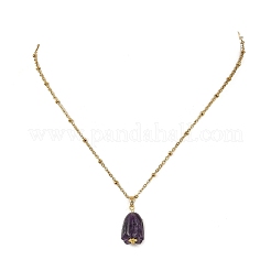 Natural Mixed Stone Flower Pendant 304 Stainless Steel Cable Chain Necklaces&nbsp;NJEW-JN06440