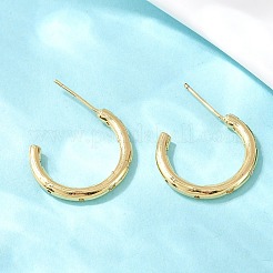 C-Shaped Brass Clear Cubic Zirconia Stud Earrings&nbsp;EJEW-A156-10B-G