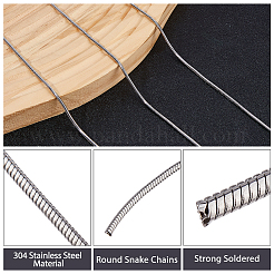 10M 304 Stainless Steel Round Snake Chains&nbsp;CHS-HS0001-01B