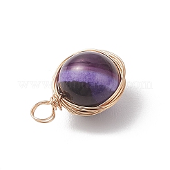 Copper Wire Wrapped Natural Banded Agate(Dyed & Heated) Pendants&nbsp;PALLOY-JF04950