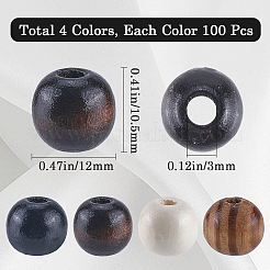 400Pcs 4 Styles  Natural Wood Beads&nbsp;WOOD-GF0002-15B